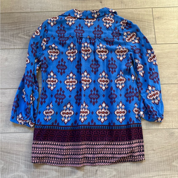 Maeve woodland walk Blue and Burgundy Patterned button downTop - Picture 7 of 7